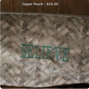 Thirty-One Zipper Pouch with Believe embroidered
